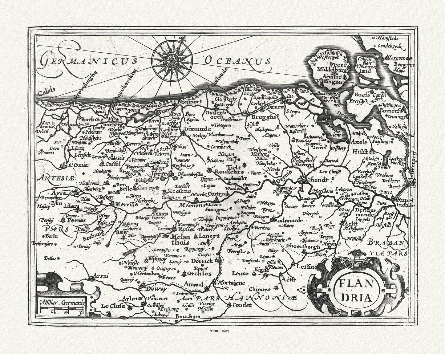 Europe: Low Countries: Belgium, Flandria, 1607, Mercator et Hondius auths. - The Map Chest