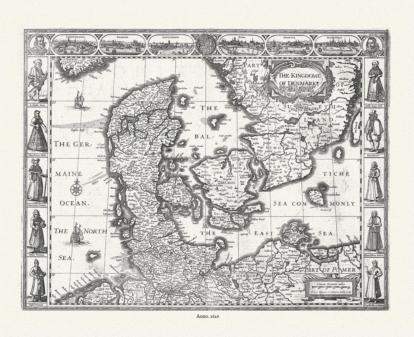 Europe: Low Countries: Denmark, 1626, Speed authore - The Map Chest