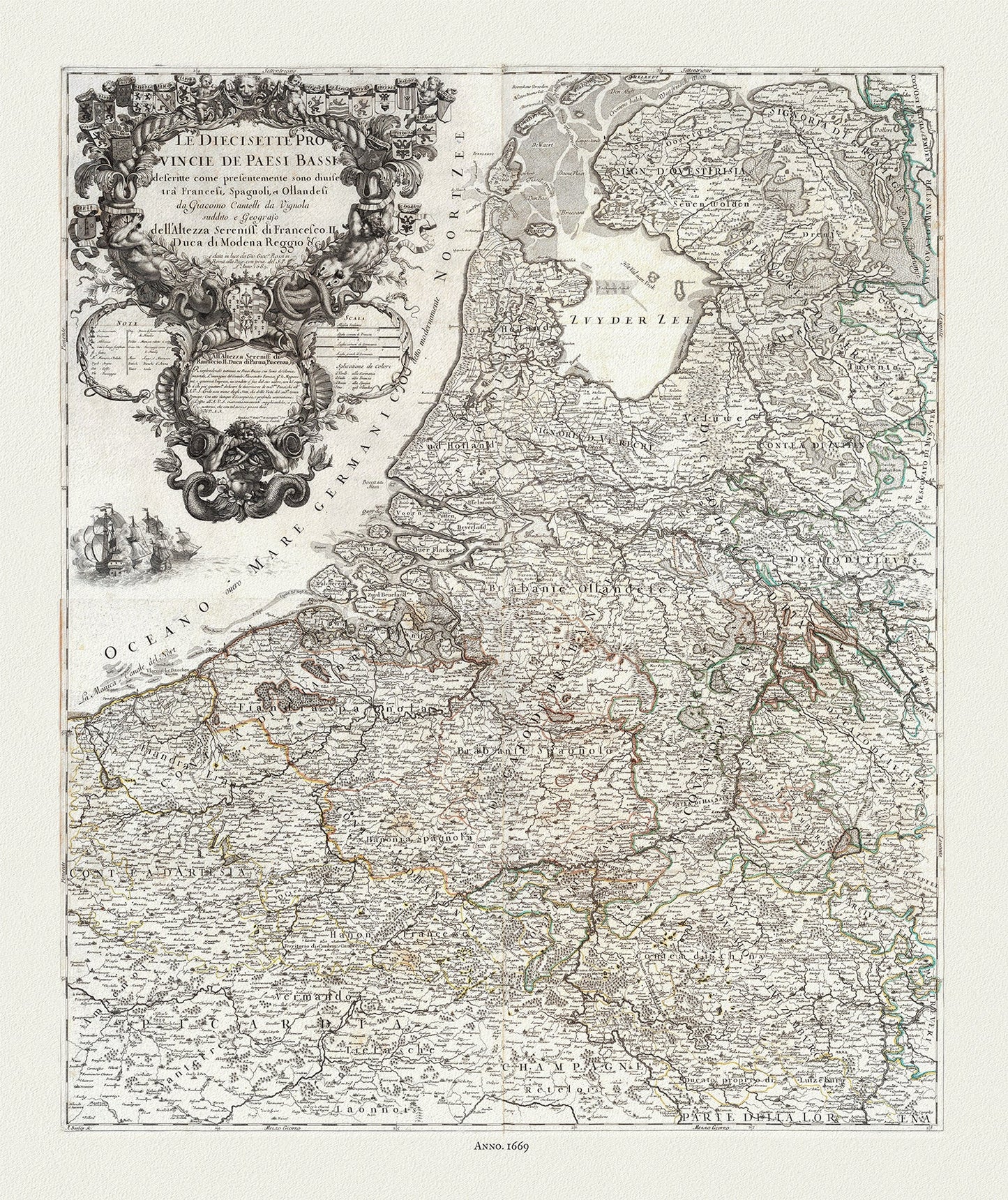 Europe: Low Countries: Giovanni Giacomo de Rossi, Le Decisette Provincie de Paesi Bassi, 1669 - The Map Chest