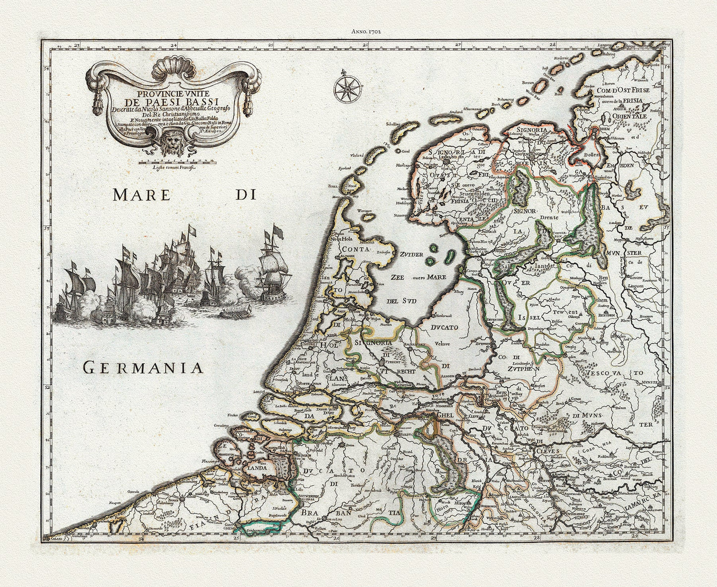 Europe: Low Countries: Giovanni Giacomo de Rossi, Provincie Vnite de Paesi Bassi, 1702 - The Map Chest