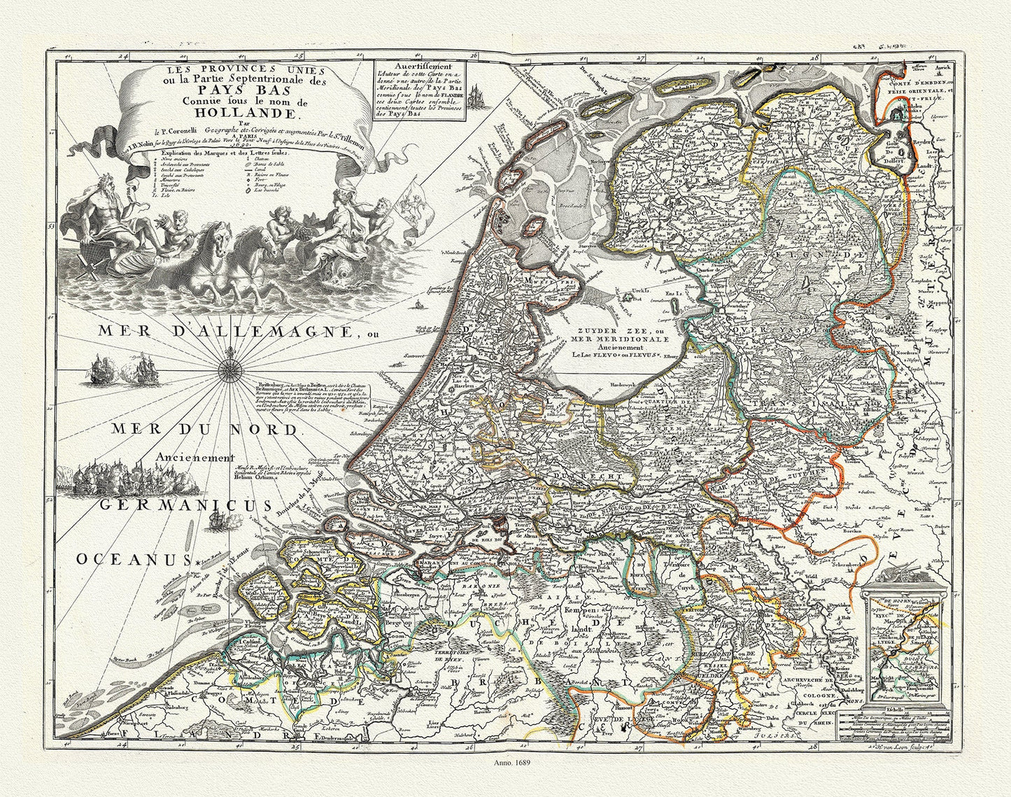 Europe: Low Countries: Les Provinces Unies ou la Partie Septentrionale des Pays Bas Connüe sous le nom de Hollande,1689, Nolin auth. - The Map Chest