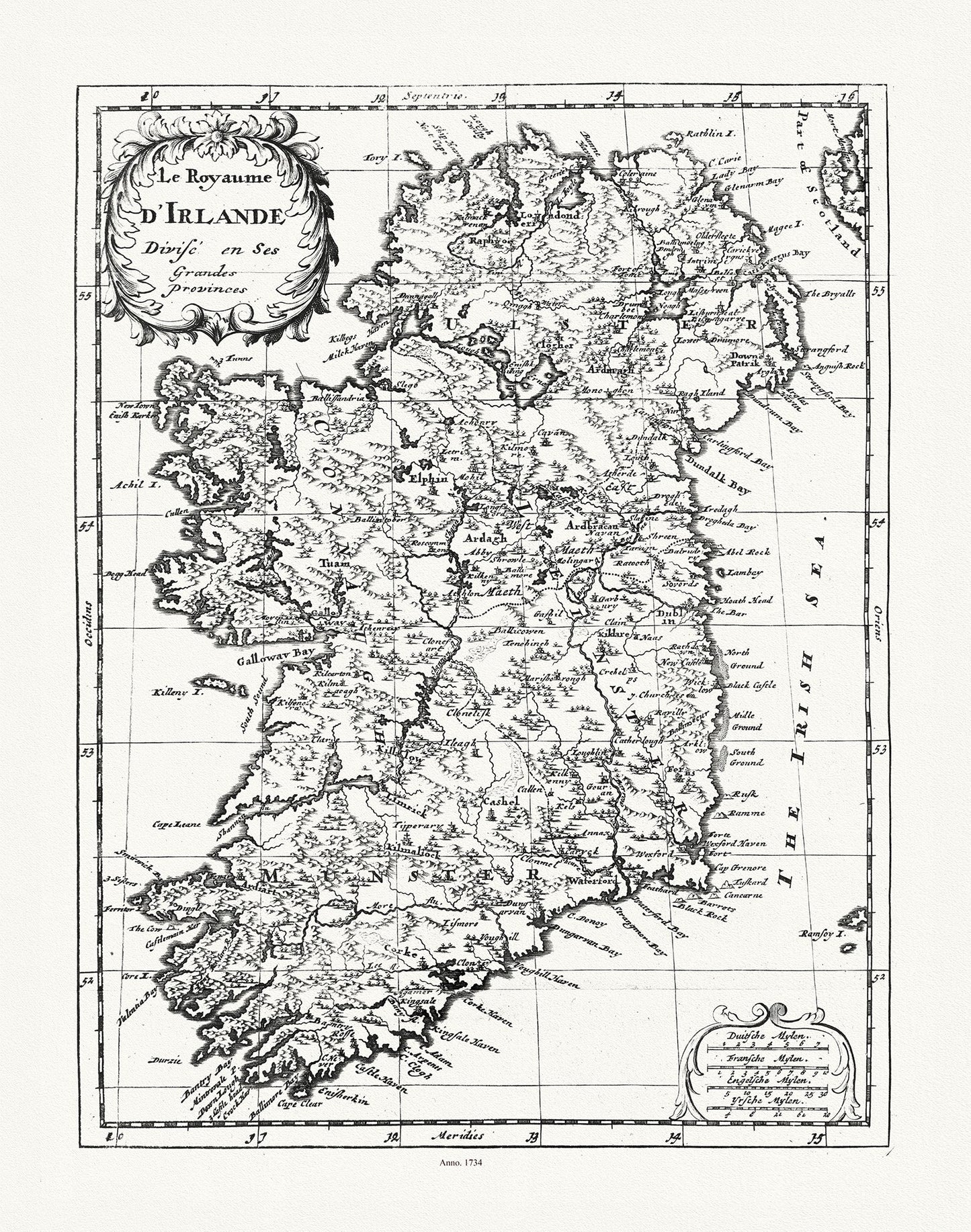 Europe: Sanson et du Sauzet, Le Royaume d'Irlande, 173445 - The Map Chest