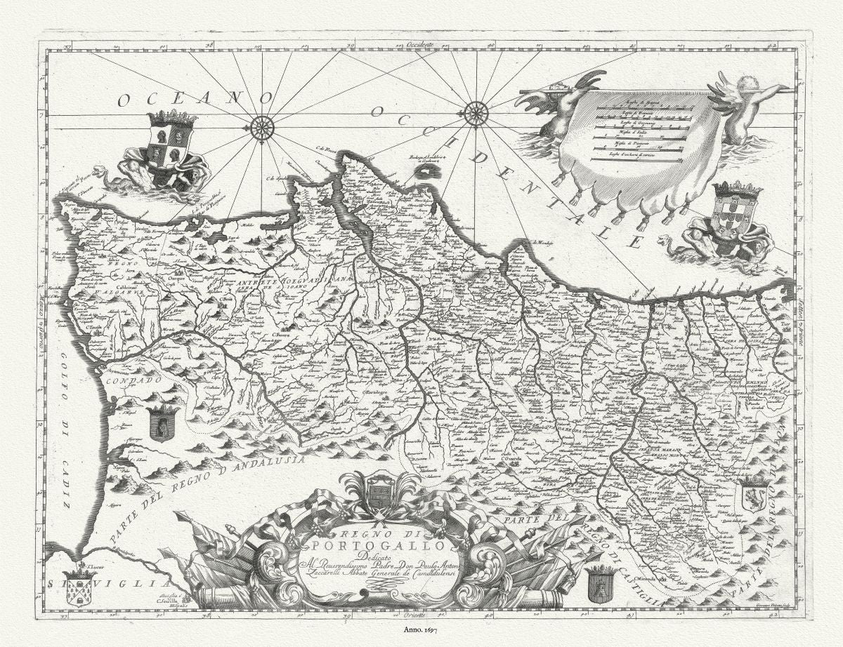 Europe: Spain & Portugal: Regno di Portogallo, 1697, Coronelli et Accademia cosmografica degli Argonauti authos - The Map Chest