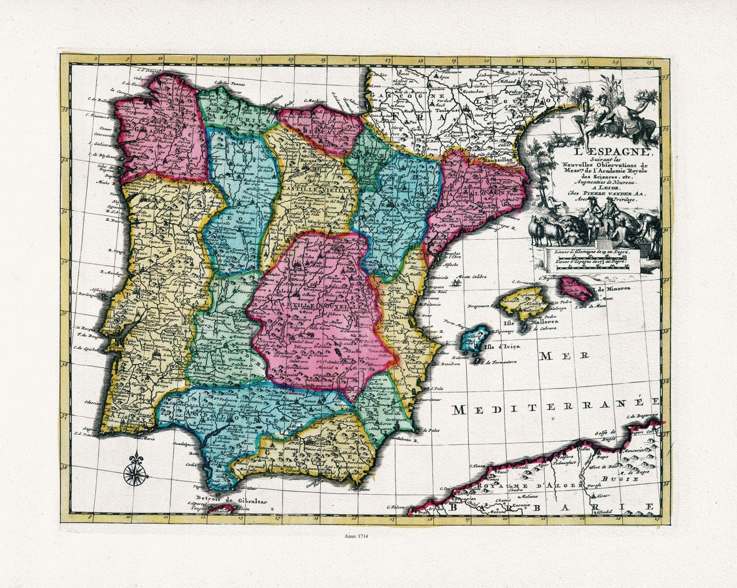 Europe: Spain & Portugal: van der Aa, L' Espagne, 1714 - The Map Chest