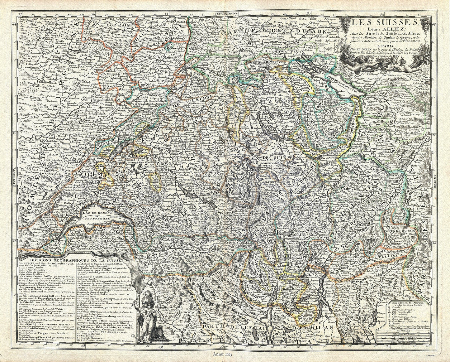 Europe: Switzerland: Les Suisses, Leurs Alliez; avec les Sujets des Suisses, et des Alliez, Nolin auth., 1689 - The Map Chest