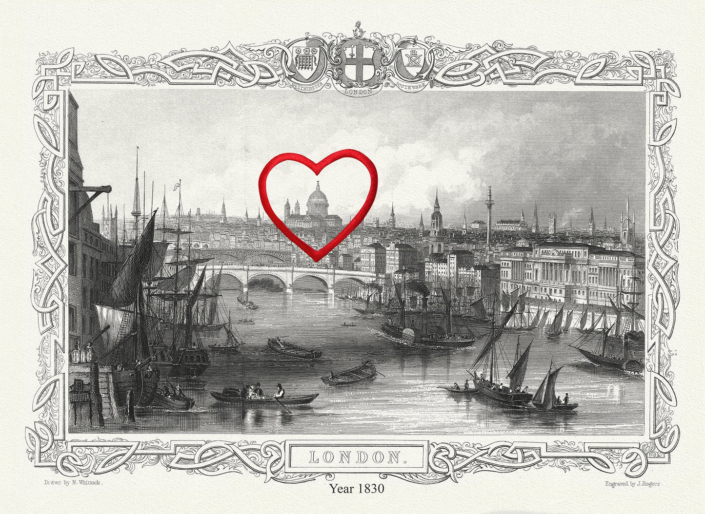 Europe: United Kingdom: England: City London: 1830, Add a Heart! - The Map Chest