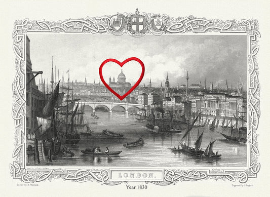 Europe: United Kingdom: England: City London: 1830, Add a Heart! - The Map Chest
