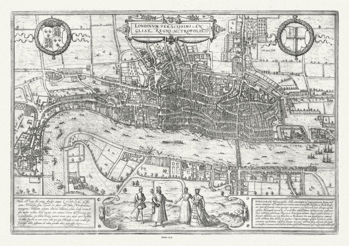 Europe: United Kingdom: England: City London: Londinum Feracissimi, London,1579, Braun et Hogenburg auths. - The Map Chest