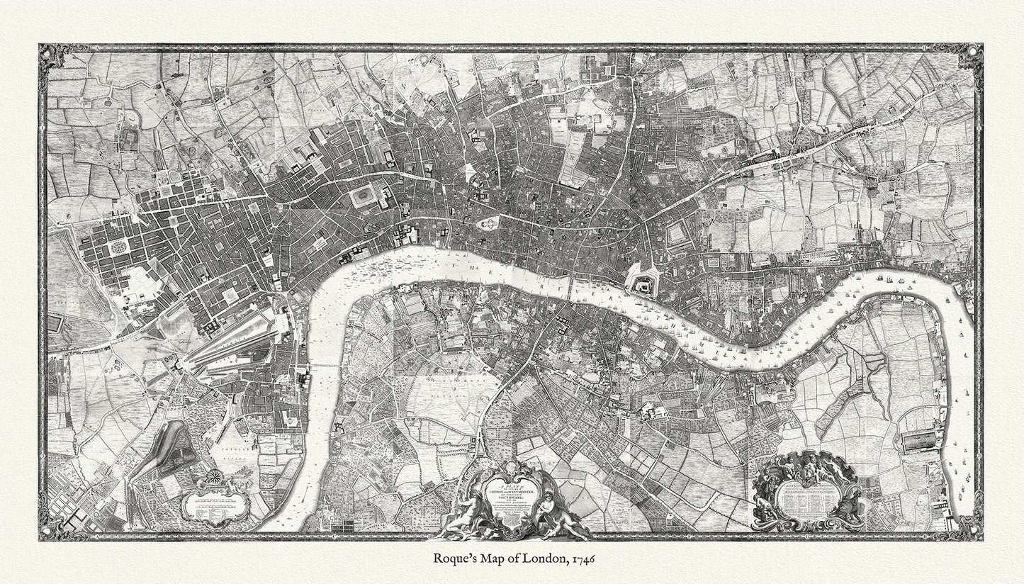 Europe: United Kingdom: England: City of London: 1746, Roque auth. (with Title) - The Map Chest