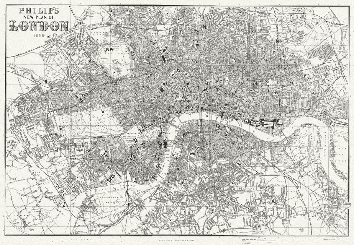 Europe: United Kingdom: England: City of London: New Plan of London, 1869, Philip auth. - The Map Chest