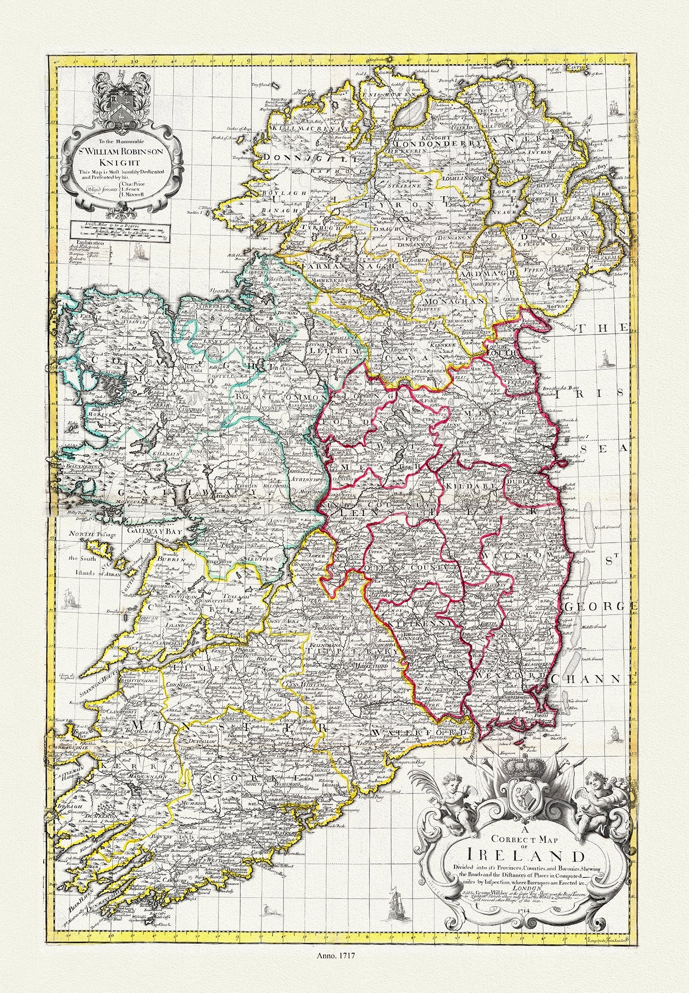 Europe: Willdey, A Correct Map of Ireland, 1717 - The Map Chest