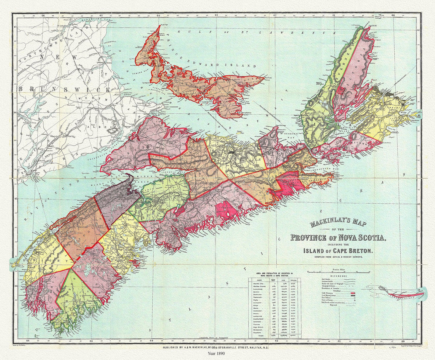 Mackinlay's map of the Province of Nova Scotia, including the island of Cape Breton, 1890 - The Map Chest