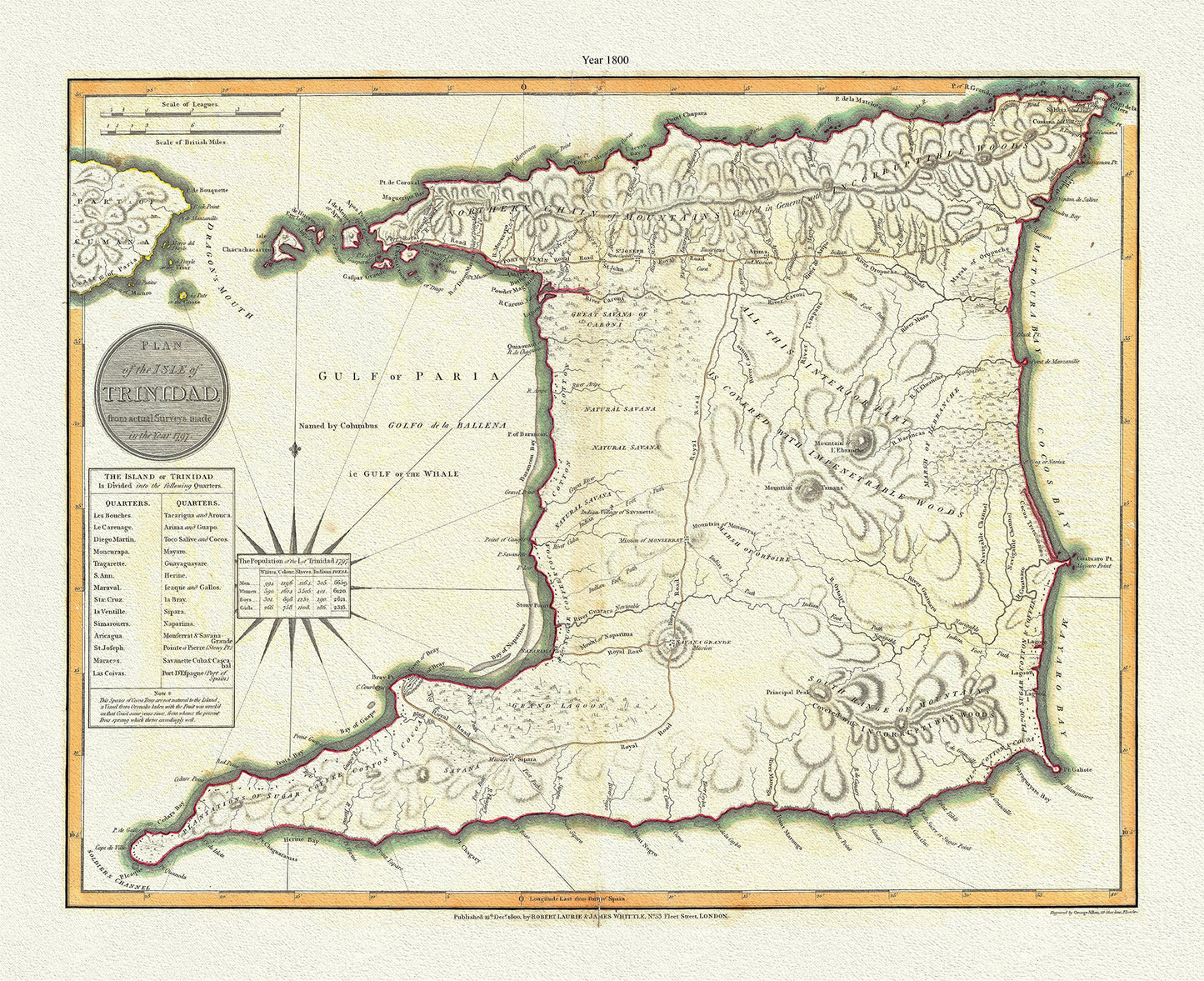 Middle Central America: Trinidad, 1800, Laurie et Whittle - The Map Chest