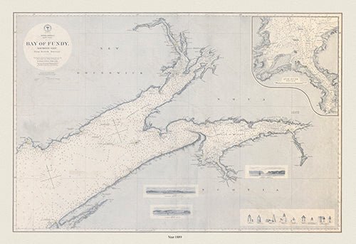 North America, East Coast, Bay of Fundy, northern part from British surveys, 1889 - The Map Chest