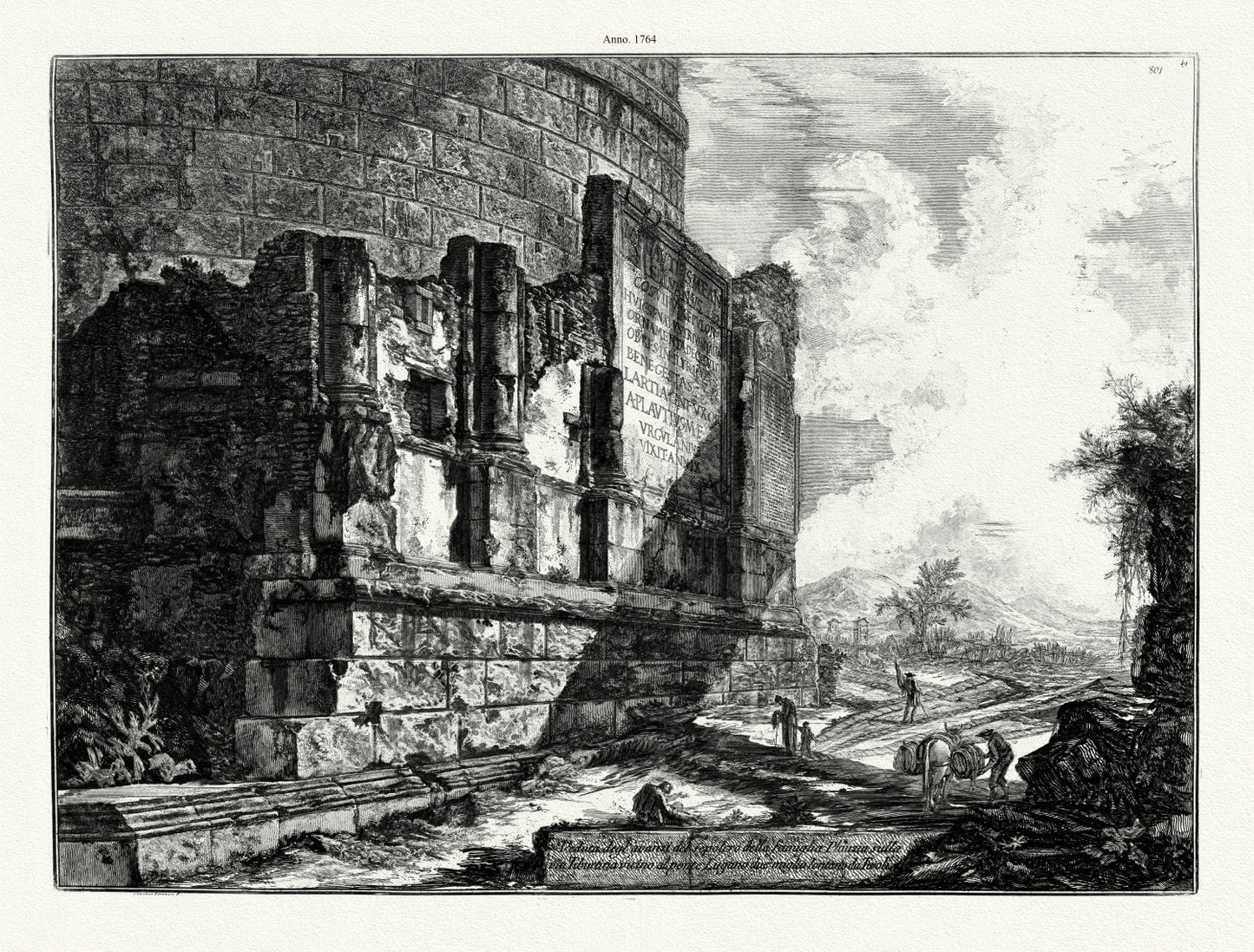 Roman Empire: Giovanni Battista Piranesi, Veduta Degl'avanzi Del Sepolcro Della Famiglia Plauzia Sulla Via Tiburtina Vicino Al Ponte Lugano Due Miglia Lontano Da Tivoli, 1764 - The Map Chest