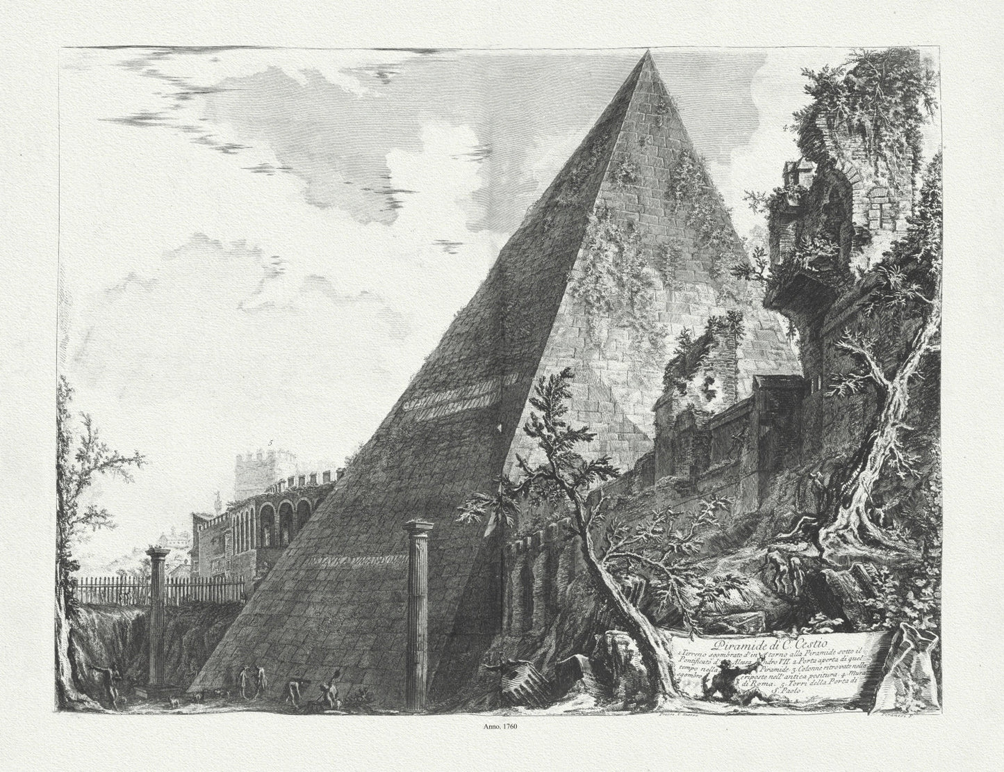 Roman Empire: Giovanni Battista Piranesi, Vedute di Roma, Pyramid of Caius Cestius, c. 1760 - The Map Chest