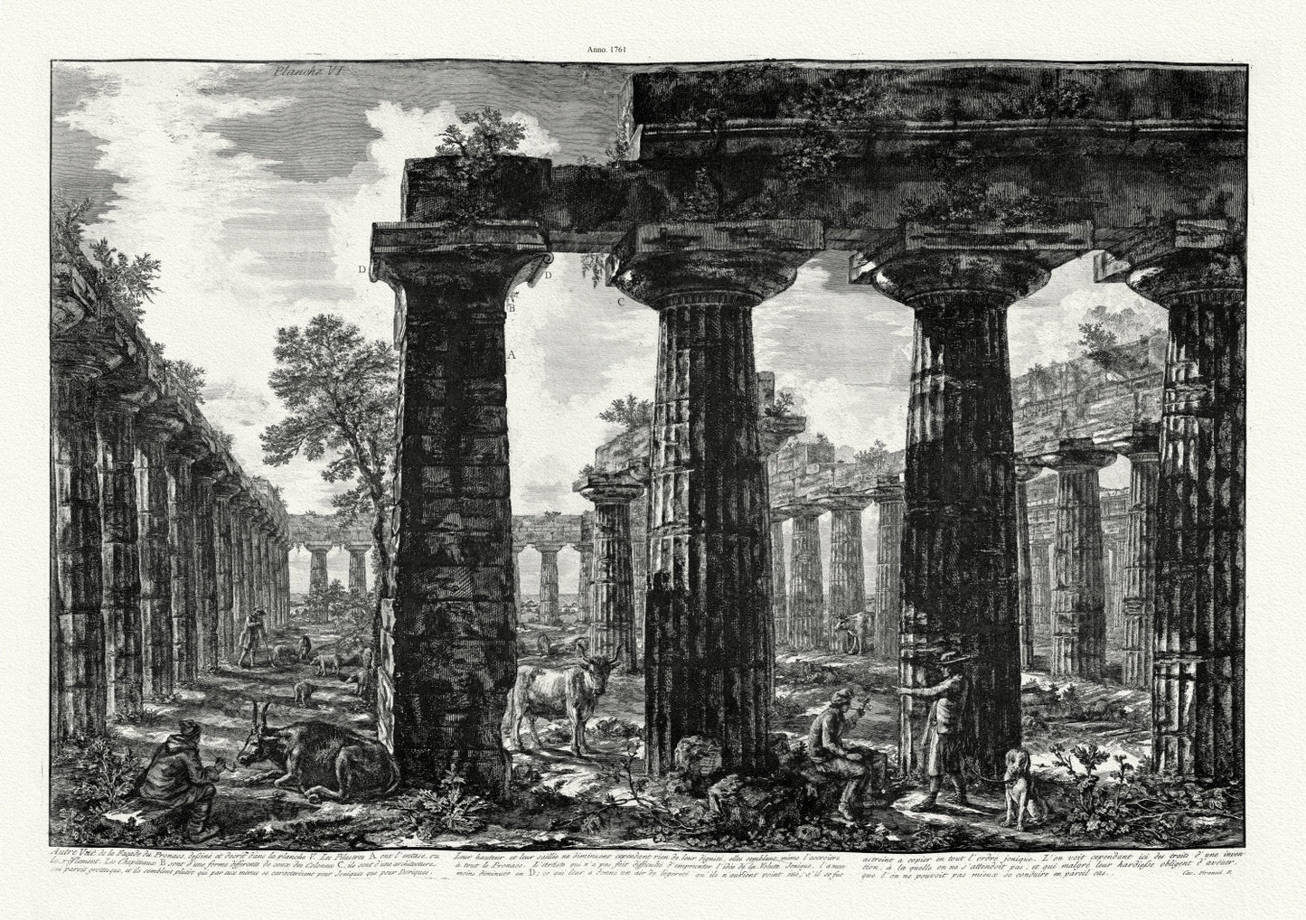 Roman Empire: Giovanni Battista Piranesi, Views of Rome, Autre Vue de la Facade du Pronaos, etc., Planche VI, 1761 - The Map Chest