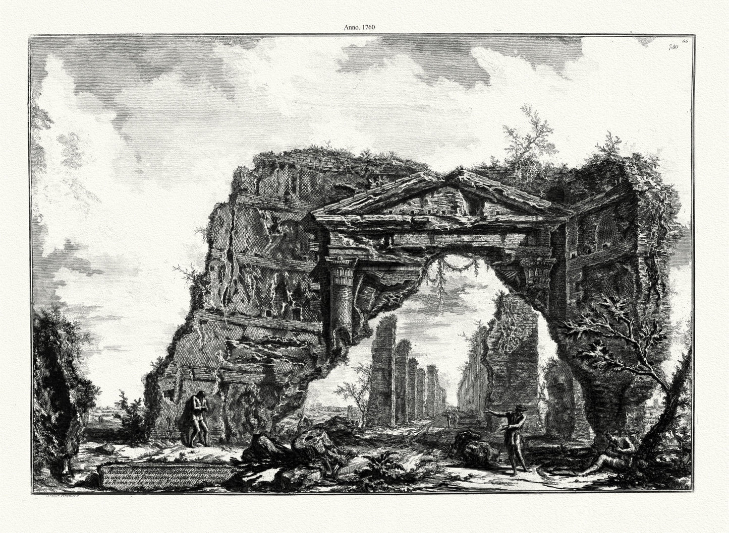 Roman Empire: Giovanni Battista Piranesi, Views of Rome, Avanzi D' Un Portico Coperto, O Criptoportico, In Una Villa Di Domiziano, 1760 - The Map Chest
