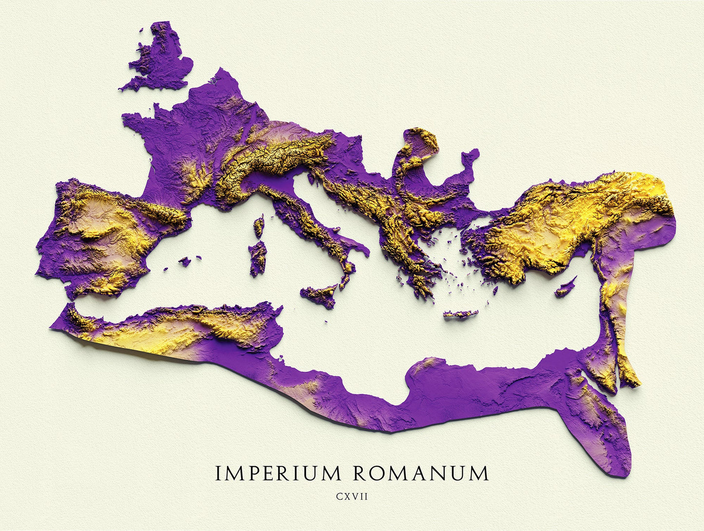 Roman Empire: The Roman Empire, A Modern Map, Shaded Relief - The Map Chest