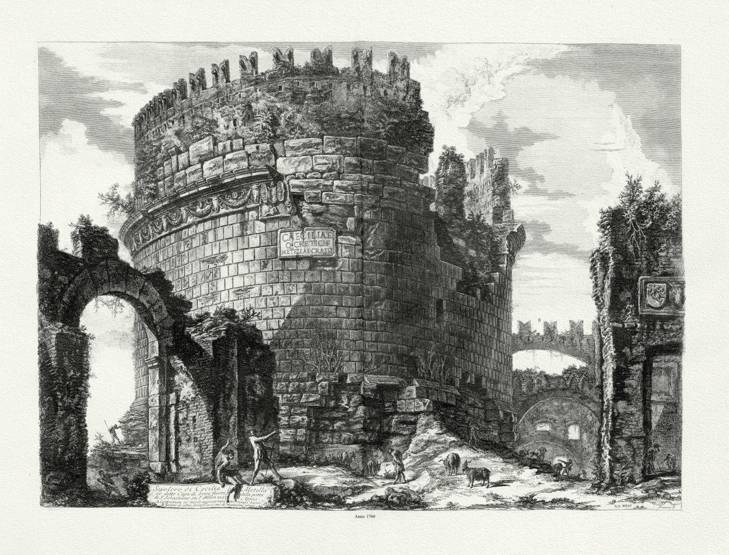 Roman Empire:Giovanni Battista Piranesi, Vedute di Roma, Tomb of Cecilia Metella, c. 1760 - The Map Chest