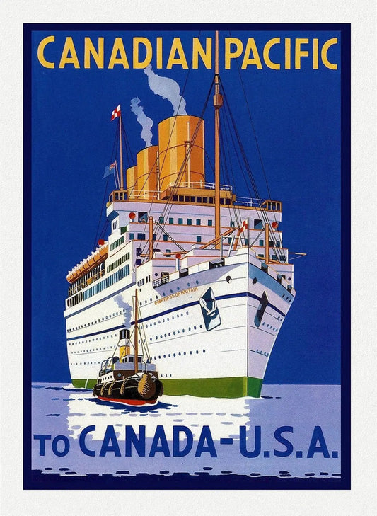 Travel Poster, Canadian Pacific to the U.S.A. on heavy cotton canvas, 22x27" approx. - The Map Chest