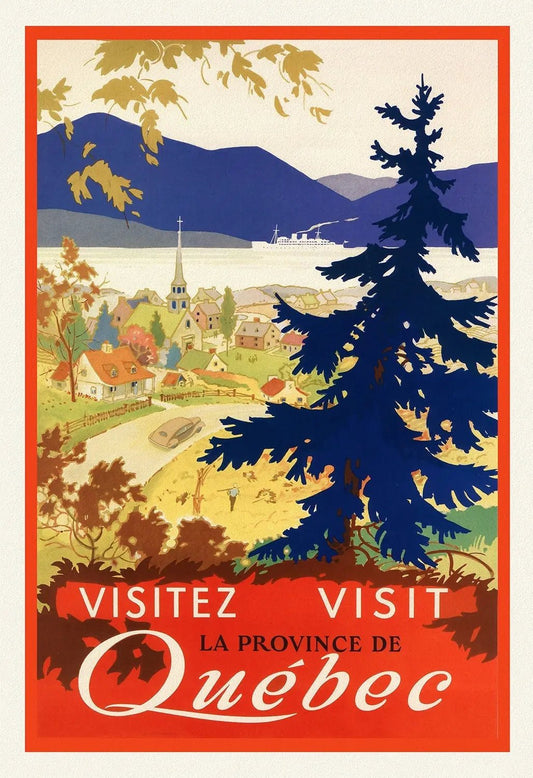 Visitez le Province de Quebec, 1952, travel poster on heavy cotton canvas, 45 x 65 cm, 18 x 24" approx. - The Map Chest
