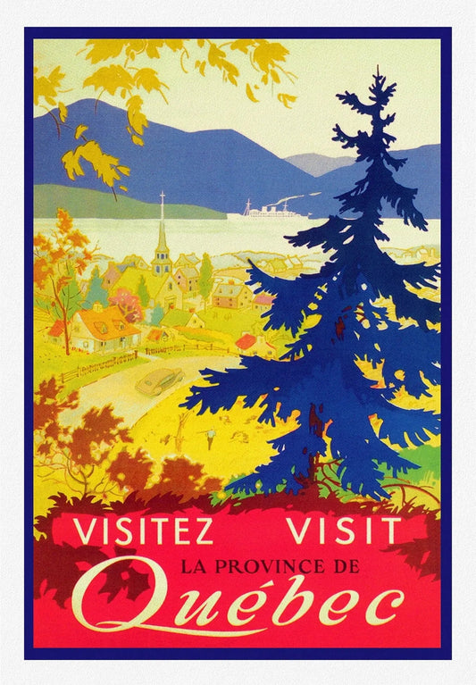 Visitez Quebec , travel poster on heavy cotton canvas, 20x25" approx. - The Map Chest