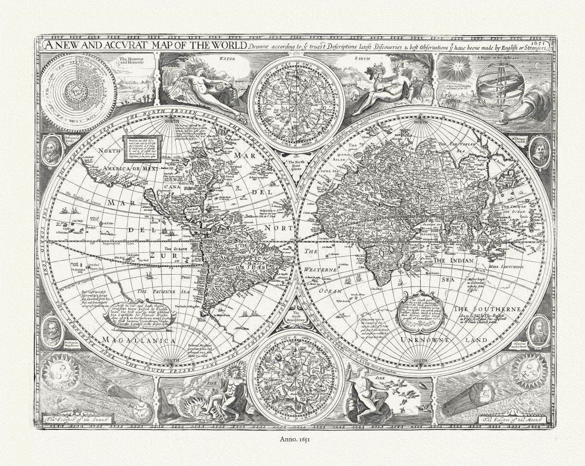 World: A New and Accurat Map of the World, 1651, Speed authore - The Map Chest