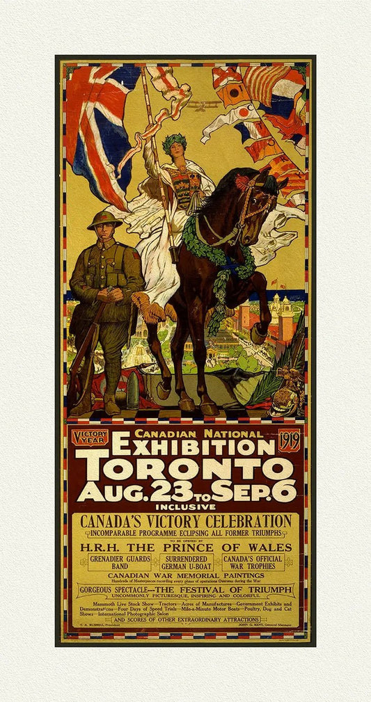 WW II, Canadian National Exhibition, 1919, vintage war poster on durable cotton canvas, 20 x 32" approx. - The Map Chest