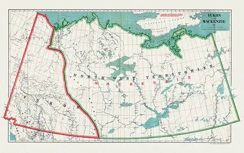 Yukon and Mackenzie, 1911, Map on heavy canvas, 22x27" approx. - The Map Chest