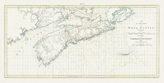 A chart of Nova Scotia, 1775, Des Barres auth., map on durable cotton canvas, 50 x 90 cm, 20 x 30" approx. - The Map Chest