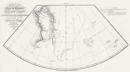 A General Chart Shewing the Track and Discoveries of H.M. Ships Isabella & Alexander to Davis's Straits and Baffin's Bay.Ross.1819 - The Map Chest