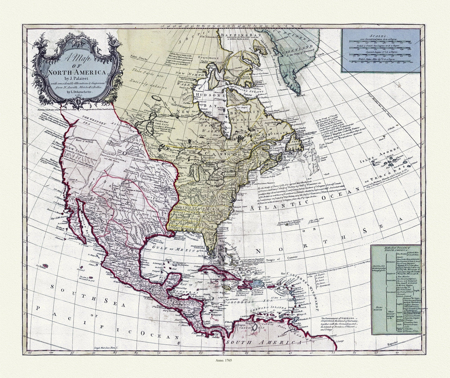 A map of North America, 1765, on heavy cotton canvas, 22x27" approx. - The Map Chest