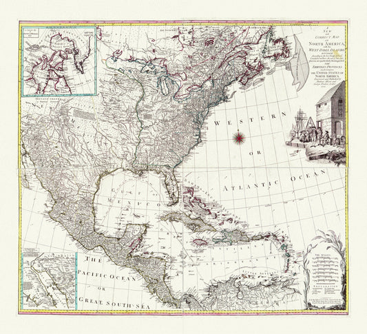 A map of North America with the West India Islands, Divided according to the Treaty of Peace, concluded at Paris Jan., 1783,canvas 22x27" - The Map Chest