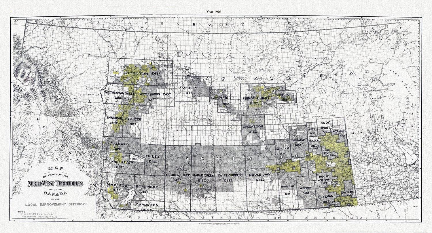 A Map of part of the North - West Territories of Canada, showing local improvement districts, 1901 - The Map Chest