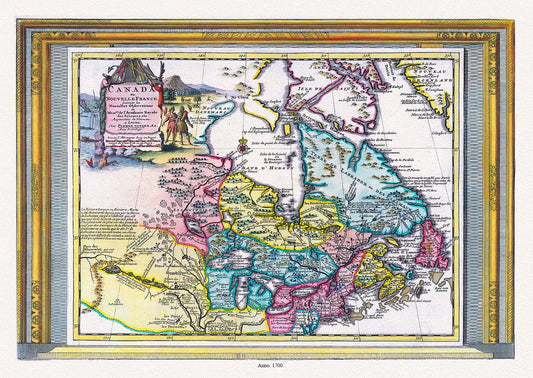 Aa, Canada ou Nouvelle France Suivant les Nouvelles Observations, 1700, map on heavy cotton canvas, 20 x 25" approx. - The Map Chest