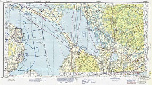 Aeronautical Chart, Ontario, Lake Huron Section, 1970, map on heavy cotton canvas, 20 x 27" approx. - The Map Chest