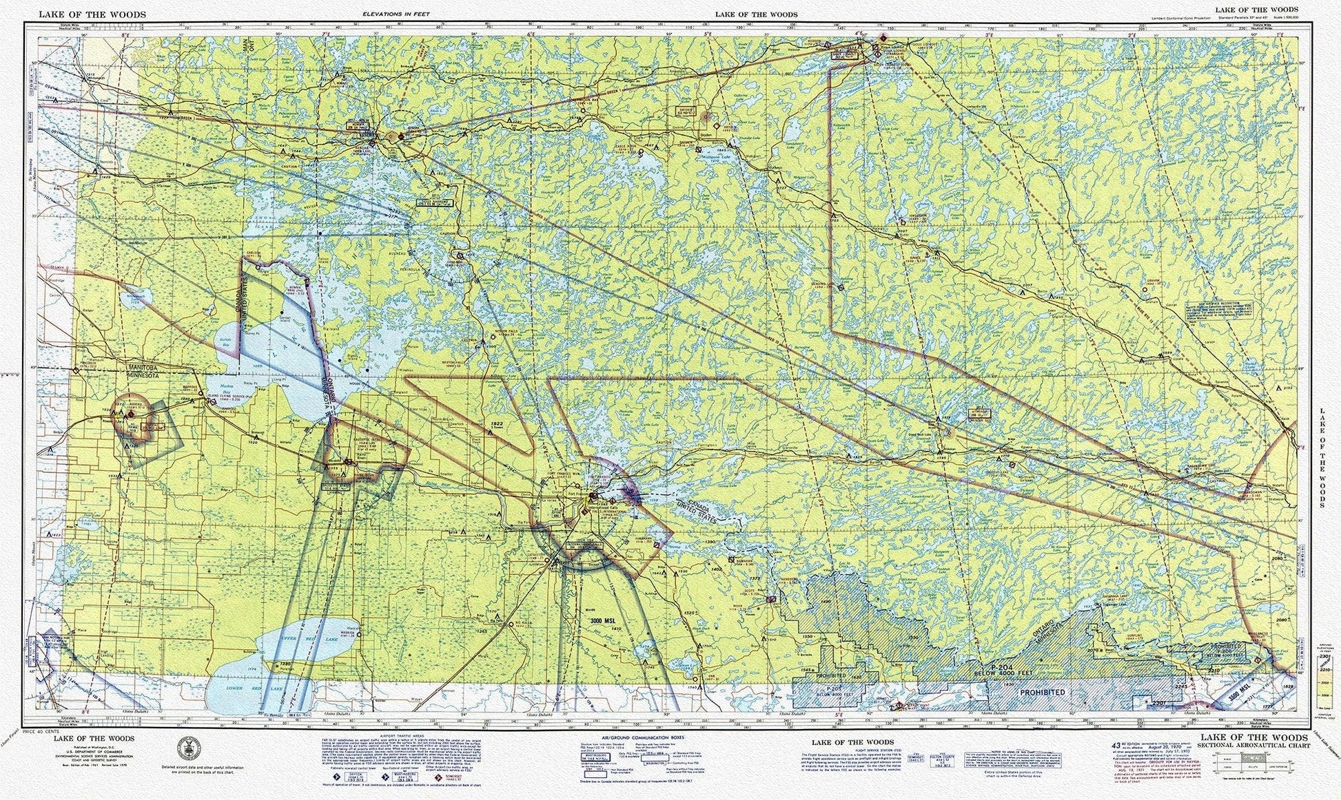 Aeronautical Chart, Ontario, Lake of the Woods Section, 1970 - The Map Chest