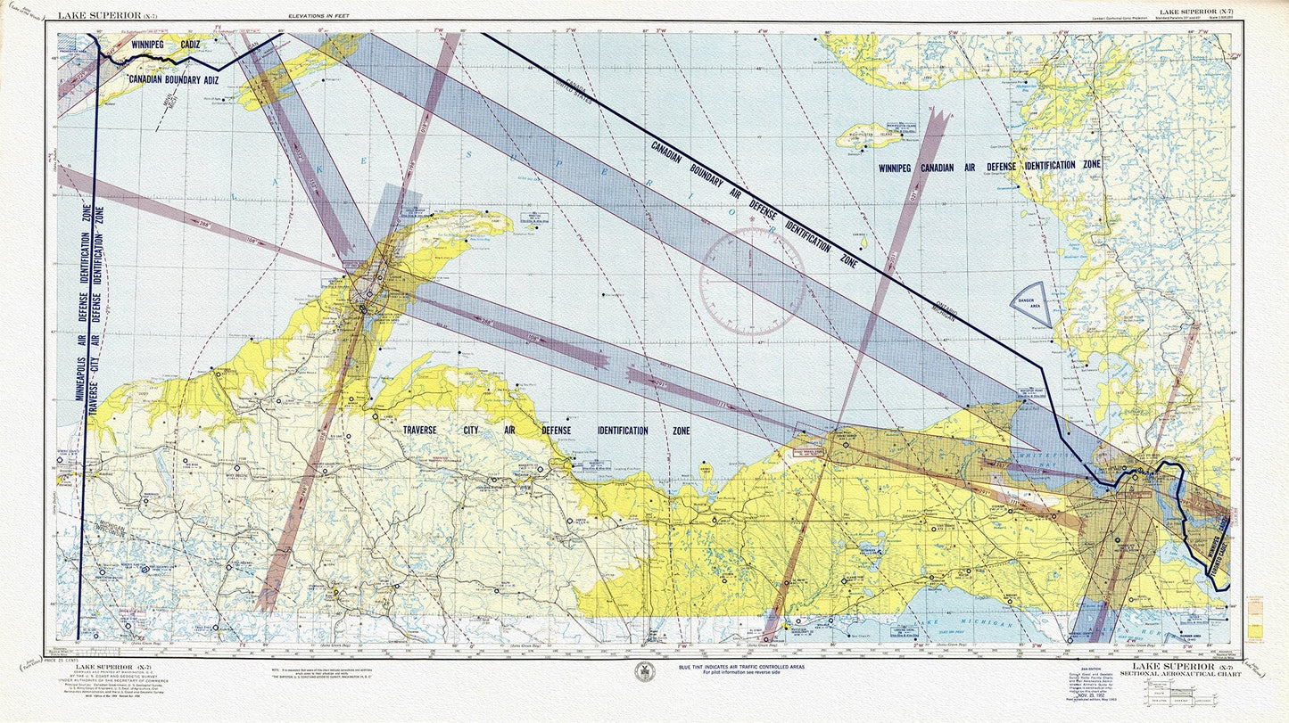 Aeronautical Chart, Ontario, Lake Superior Section, 1952 , map on heavy cotton canvas, 20 x 27" approx. - The Map Chest