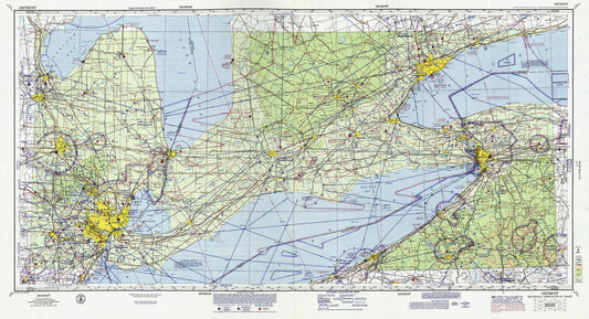 Aeronautical Chart, Ontario, South Western Section, 1970, map on heavy cotton canvas, 20 x 27" approx. - The Map Chest