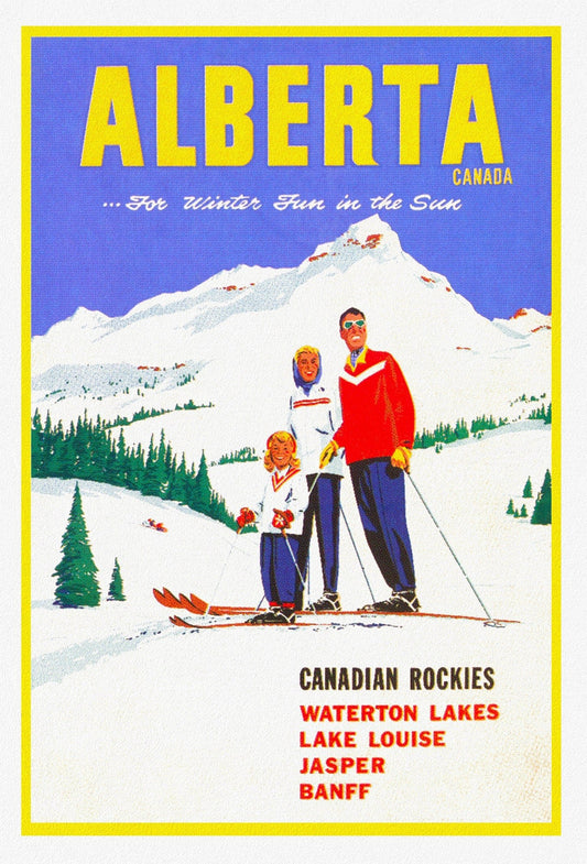 Alberta, Canadian Rockies , travel poster on heavy cotton canvas, 20x25" approx. - The Map Chest