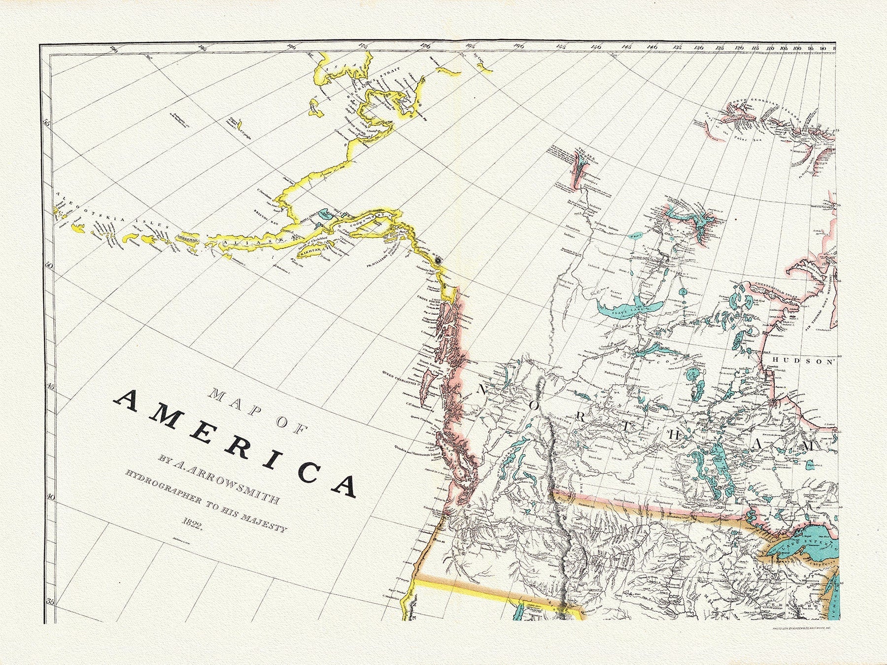 Arrowsmith's America (North West portion), 1824 , map on heavy cotton canvas, 22x27" approx. - The Map Chest