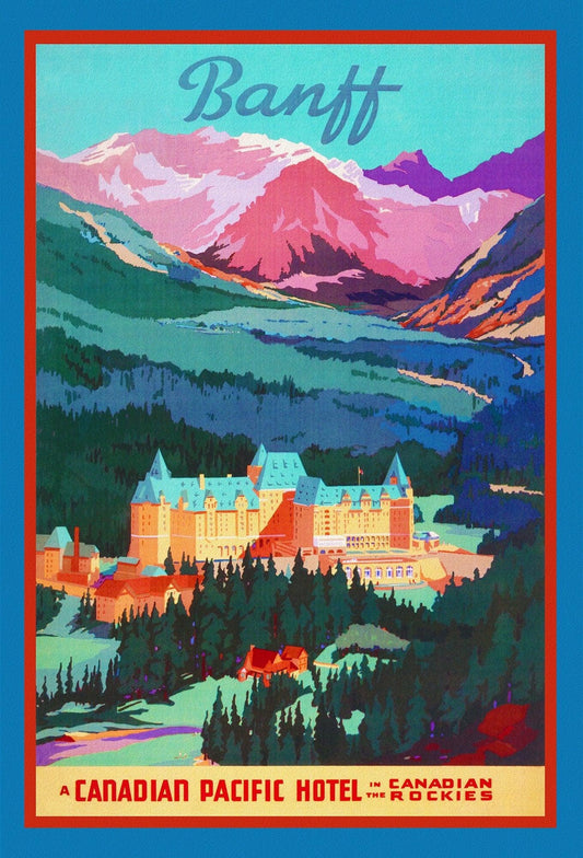 Banff, Canadian Pacific Hotels in the Canadian Rockies , travel poster on heavy cotton canvas, 20x25" approx. - The Map Chest