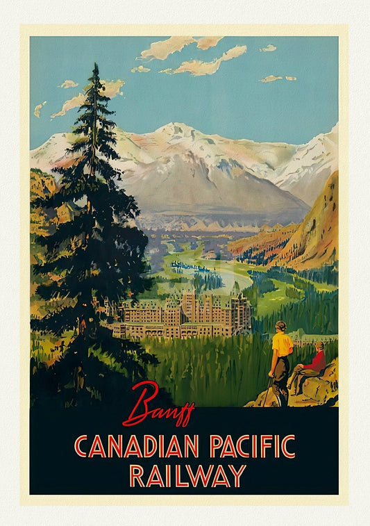 Banff, Canadian Pacific Railway , vintage travel poster reprinted on heavy cotton canvas, 50 x 70 cm, 20 x 25" approx. - The Map Chest