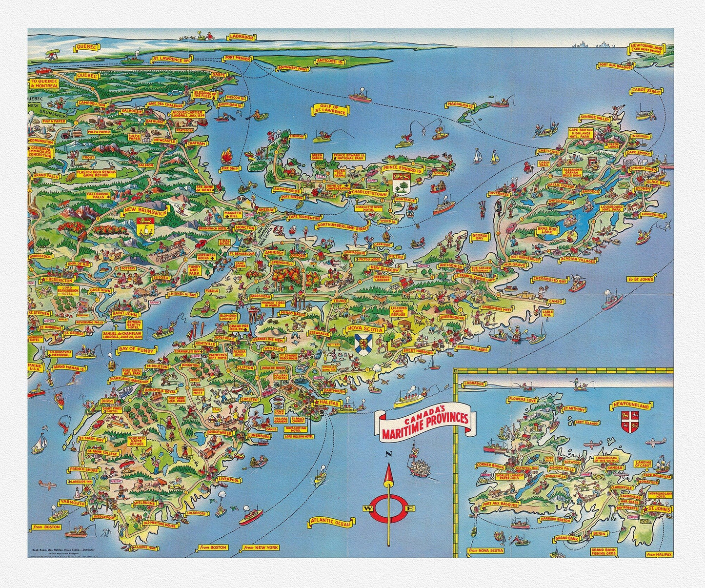 Bloodgood, A Pic - Tour Map of Canada's Maritime Provinces, 1953 - The Map Chest