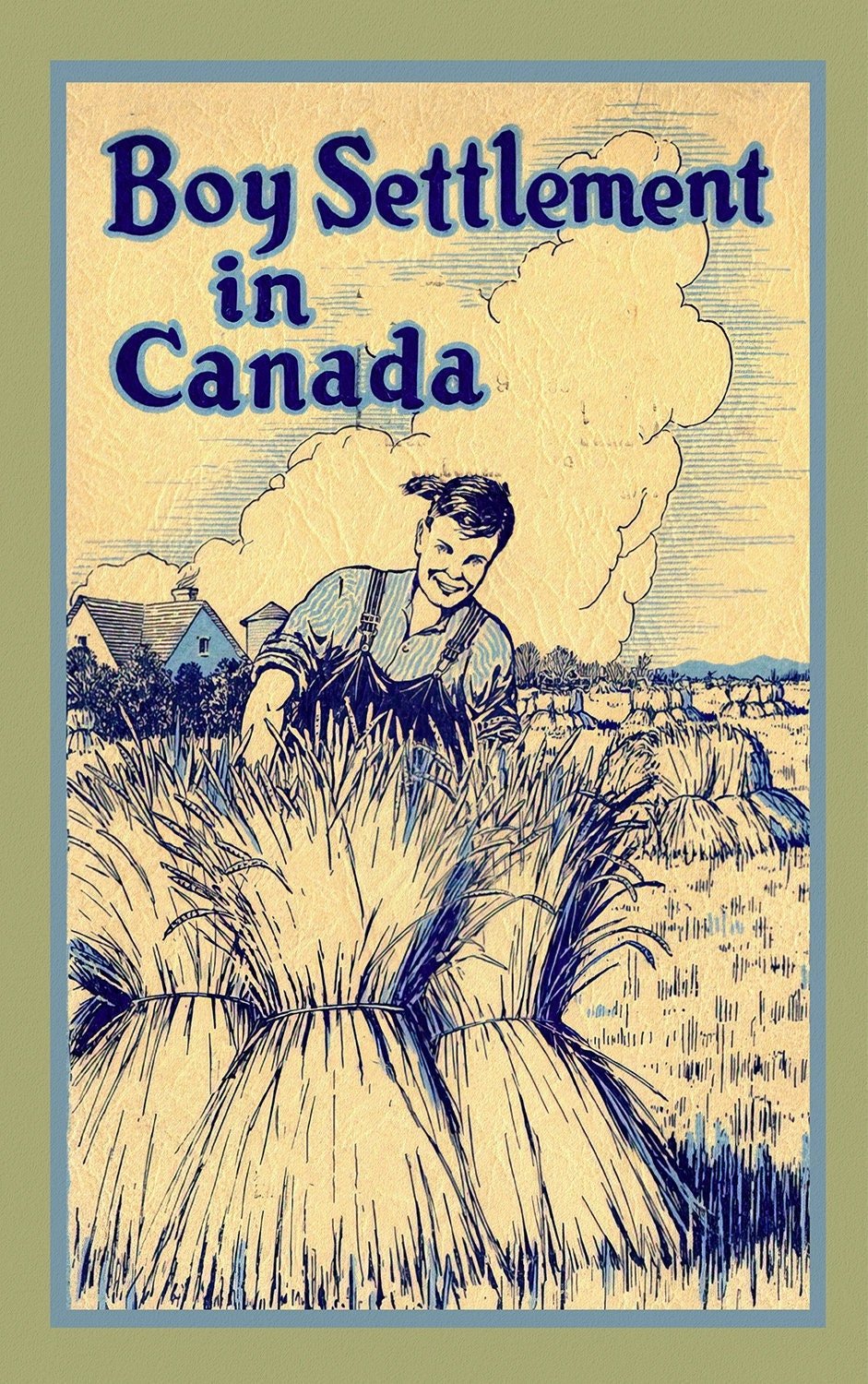 Boy Settlement in Canada, vintage travel poster reprinted on durable cotton canvas, 50 x 70 cm, 20 x 25" approx. - The Map Chest