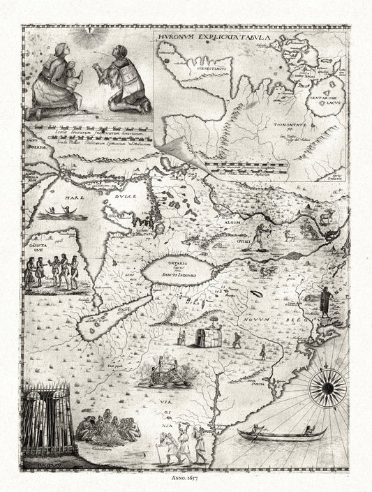 Bressani, Novae Franciae accurata delineatio , 1657 Ver. II , map on heavy cotton canvas, 50 x 70cm, 20 x 27" approx. - The Map Chest