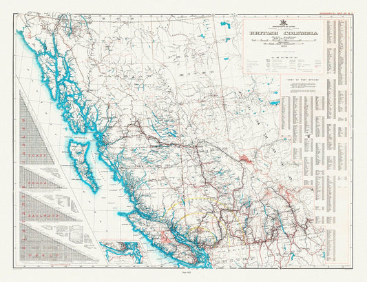 British Columbia, A Commercial Map, 1923, map on heavy cotton canvas, 45 x 65 cm, 18 x 24" approx. - The Map Chest