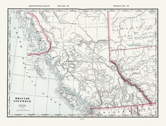 British Columbia, Cram auth., 1889, map on heavy cotton canvas, 45 x 65 cm, 18 x 24" approx. - The Map Chest