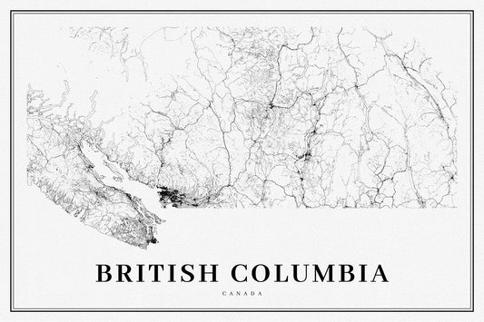 British Columbia, Southern Part, A Modern Map, map on heavy cotton canvas, 45 x 65 cm, 18 x 24" approx. - The Map Chest